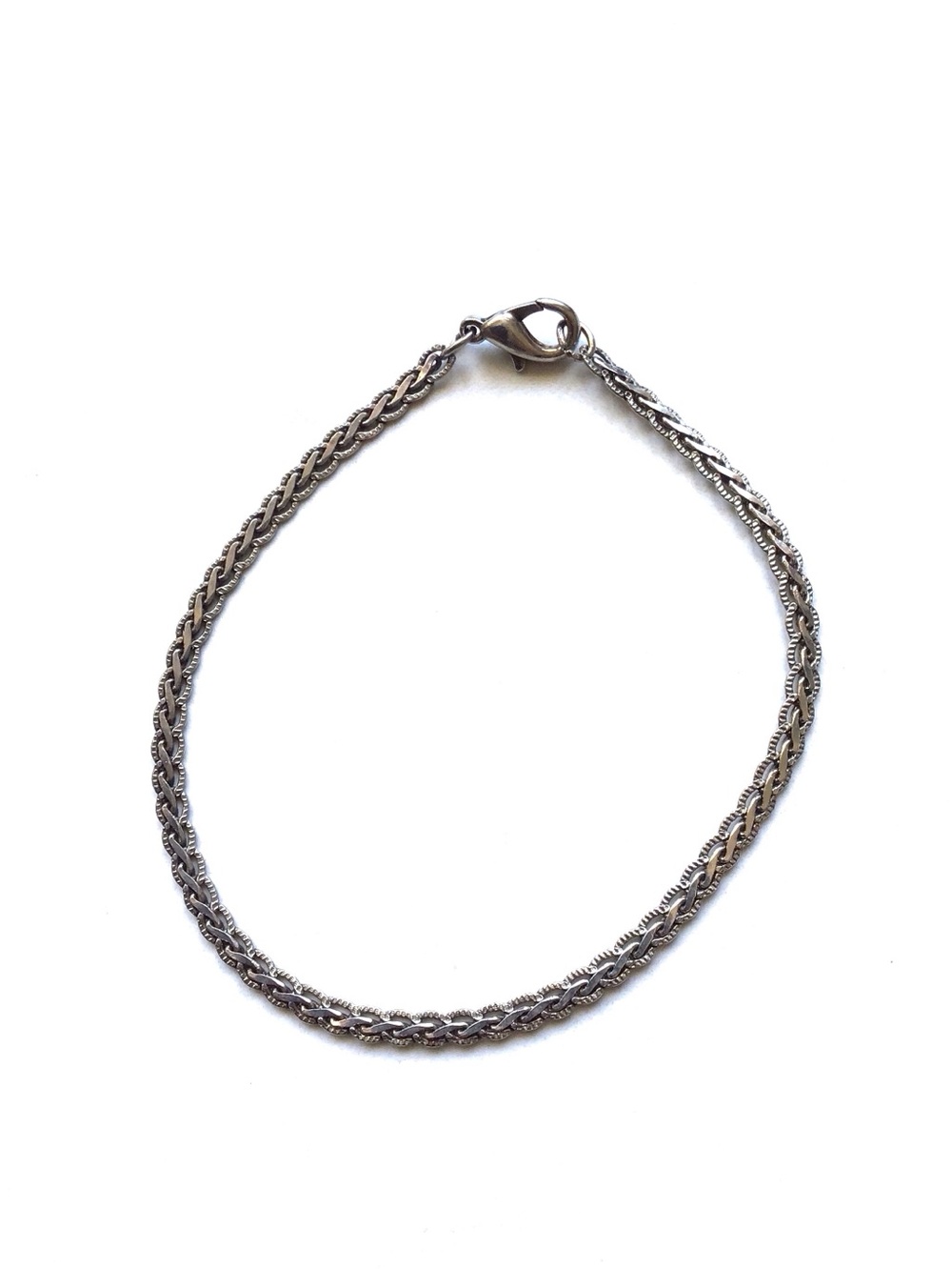 8.25” Woven Braided Link Chain Silver Tone Bracelet